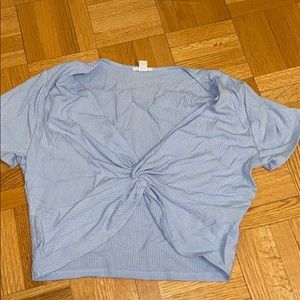 Very cropped light blue top
